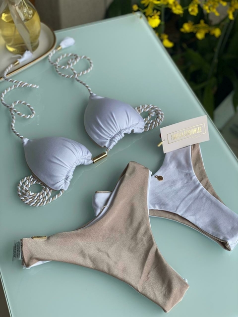 Biquíni Camélia Branco/Dourado