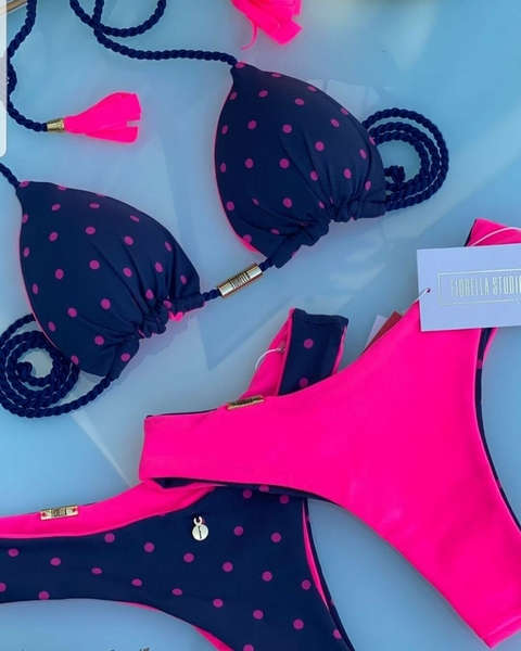 Biquíni Camélia Poá/Azul Marinho