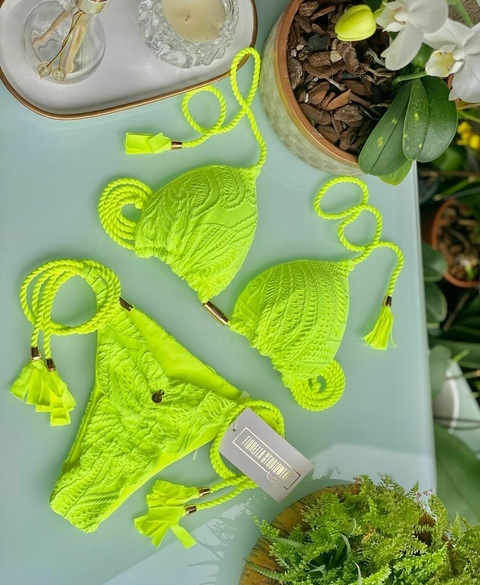 Biquíni Geovanella Renda Amarelo Neon