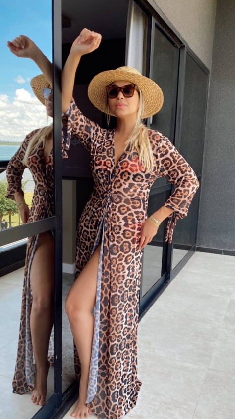 Saída Animal Print Nó Frontal