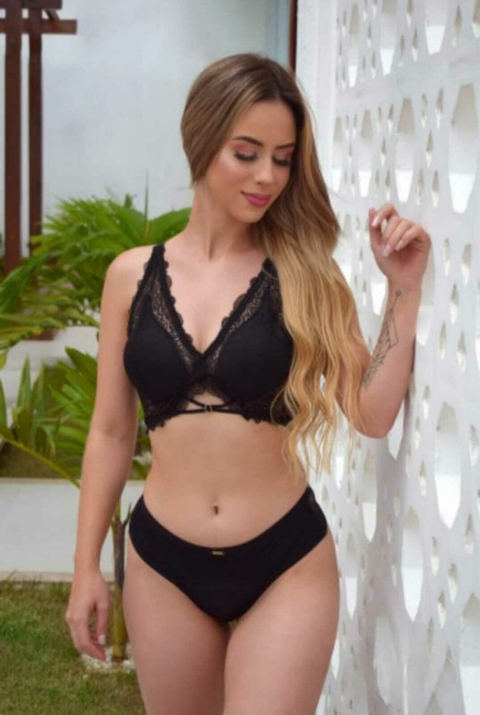 Conjunto Cropped Selena Preto