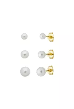 Brinco de Perolas Banho de ouro 18k