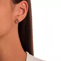 Conjunto Redondo Colar e Brinco Quartzo Rosa
