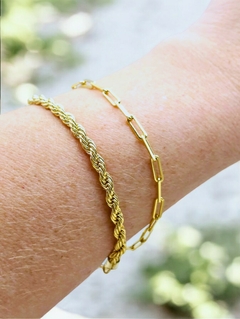 Pulseira Cordão Baiano Feminino Grosso 4mm Semijoia Hipoalergenico Banho ouro 18k