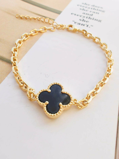 Pulseira Trevo Preto Inspiração Van Cleef Banho Ouro 18k