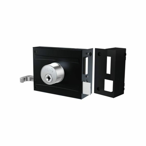 Fechadura de Sobrepor 1701/100 Tetra Preto Fosco Espelho Inox - Stam