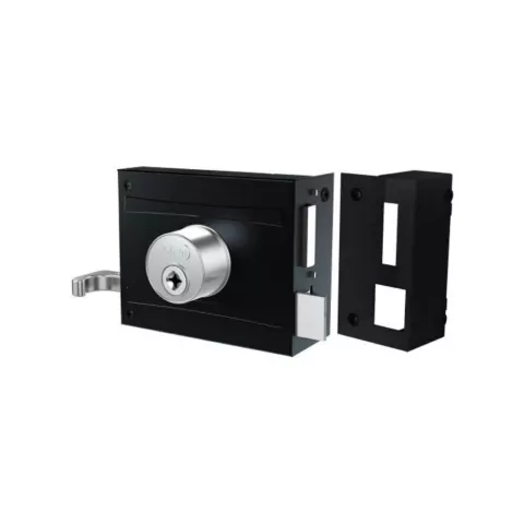 Fechadura de Sobrepor 1701/100 Tetra Preto Fosco Espelho Inox - Stam