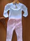 Conjunto Body Algodão Egípcio Babadinho Bordado Calça Cotele