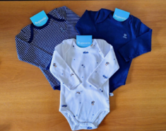 Kit 3 bodys Manga Longa Azul Escuro