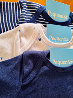 Kit 3 bodys Manga Longa Azul Escuro - comprar online