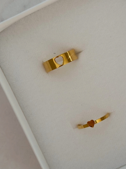 Dúo de anillos ajustables corazón
