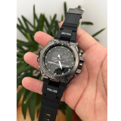 Relógio G Steel 55mm Preto Pulseira em Borracha