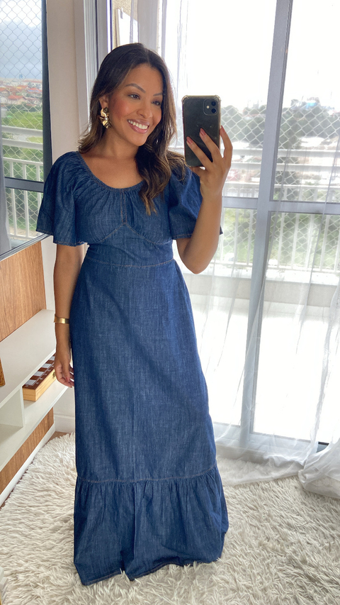 Vestido longo jeans