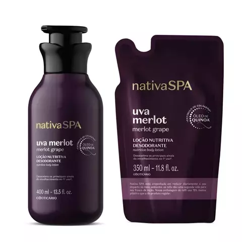 Combo Nativa Spa Uva Merlot: Loção Corporal 400ml + Refil 350ml - comprar online