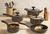 Conjunto Panelas 5 peças Marrom Hercules + Chaleira Preta com Apito - Ezie Shop