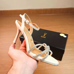 Vizzano Sandalia Salto Fino Social Moderna 6552.103 Branco
