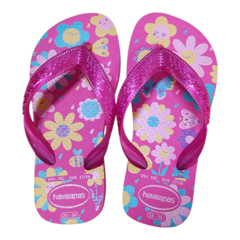 CHINELO HAVAIANAS REF KIDS FLORES ROSA GUM