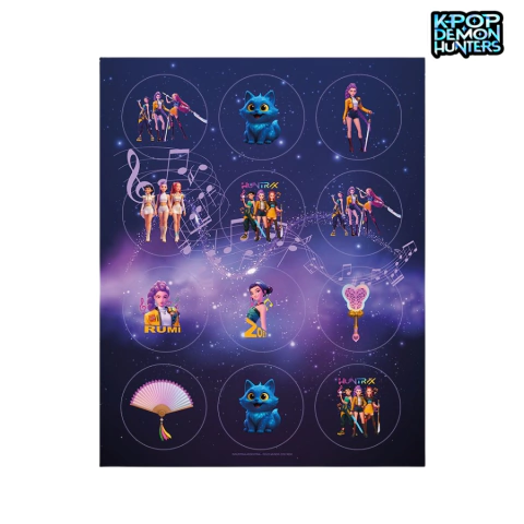 STICKERS GUERRERAS KPOP 6 PLANCHAS DE 12 UNIDADES