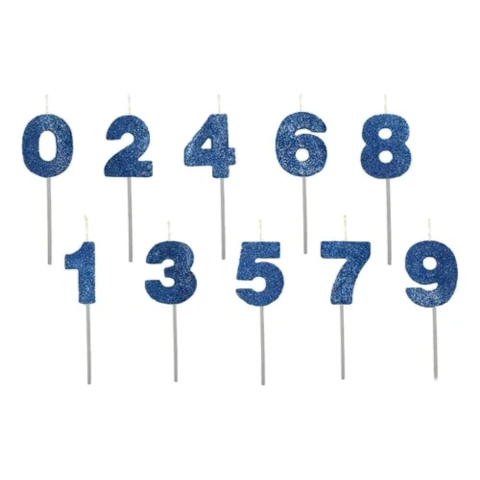 Vela de Numero con palito Color Azul - del 0 al 9 - comprar online