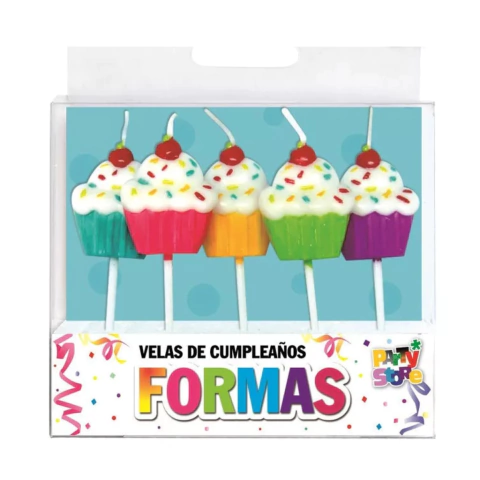 Velas Temáticas con Forma de Cupcakes Pack x 5 unidades - comprar online