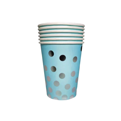 Vaso Celeste lunares plateados Polipapel 266 cc x 6 unidades - comprar online