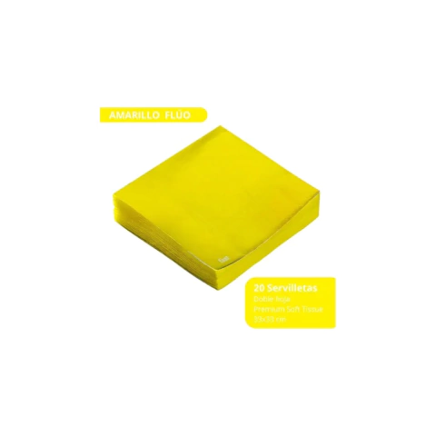 Servilleta de Papel Color Amarillo Fluo Pack x 20 unidades - comprar online