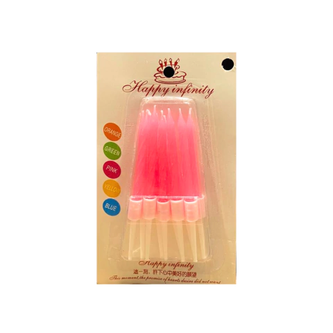 Set x10 Velas Rosa Fluo Tipo Tirabuzón con portavela - comprar online