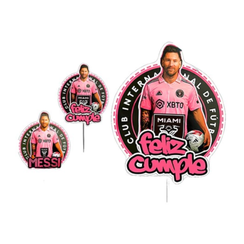 Adorno para Torta - Feliz Cumple - Personaje - Messi Inter Miami - comprar online