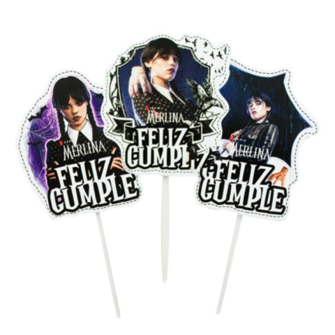 Adorno para torta - Feliz cumple - Personaje Merlina x1 - comprar online