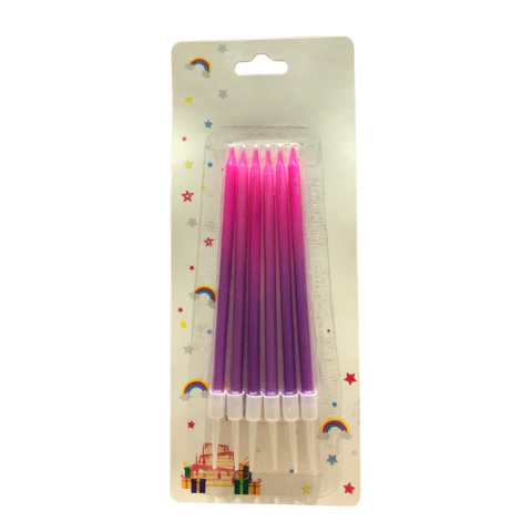 BLISTER VELAS FINITAS DEGRADE FUCSIA/VIOLETA 13cm x 6u - comprar online