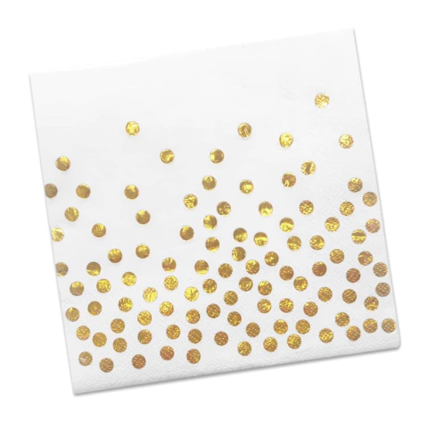 Servilleta de Papel Blanco con Lunares Dorados - x12 - comprar online