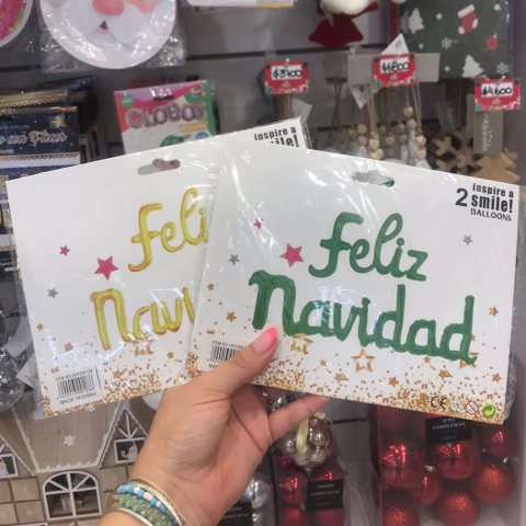Globo Frase Feliz Navidad verde o Dorado - comprar online