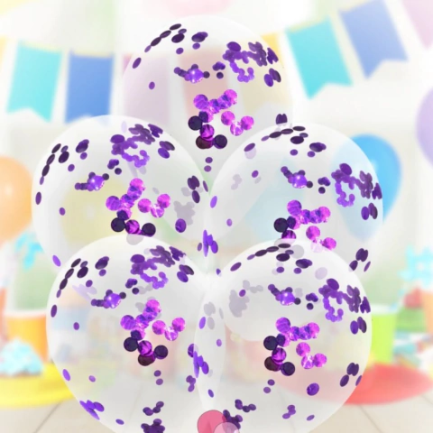 Globo Latex Cristal Con Confeti 12" - Violeta - comprar online