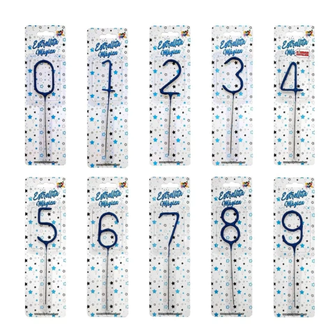 Vela Estrellita Mágica en Forma de Número Celeste - del 0 al 9 - comprar online