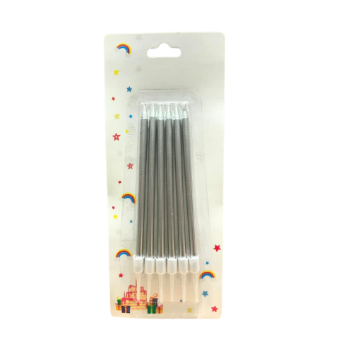 BLISTER VELAS FINITAS DEGRADE PLATEADAS 13cm x 6u - comprar online