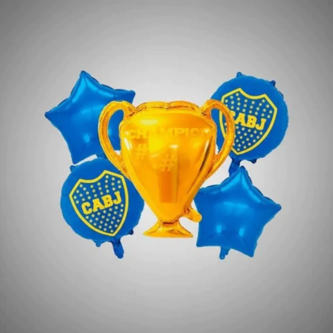 SET DE GLOBOS FUTBOL TROFEO/ESCUDO BOCA 5 PIEZAS - comprar online