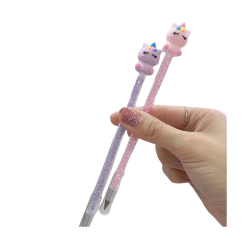 Lapiz Infinito Unicornio Relleno de Cristal Rosa o Violeta