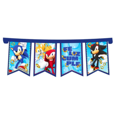 Banderín Feliz cumpleaños - Personaje - Sonic