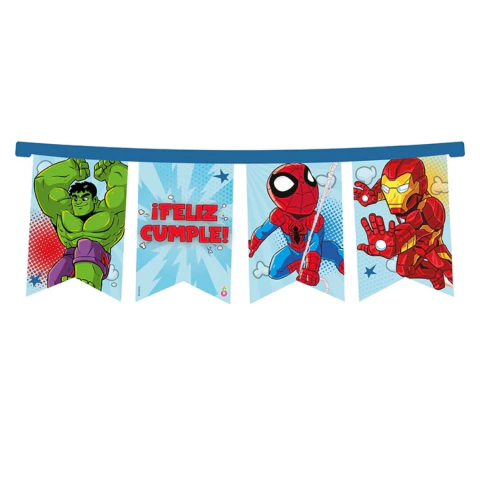 Banderín Feliz cumpleaños - Personaje -Super Hero