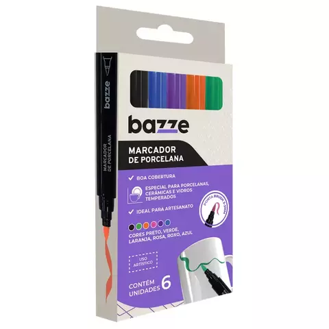 Marcador de Porcelana - Caixa C/6 Cores - Bazze - comprar online