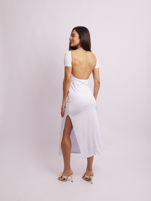 VESTIDO MIDI COSTA NUA - BRANCO