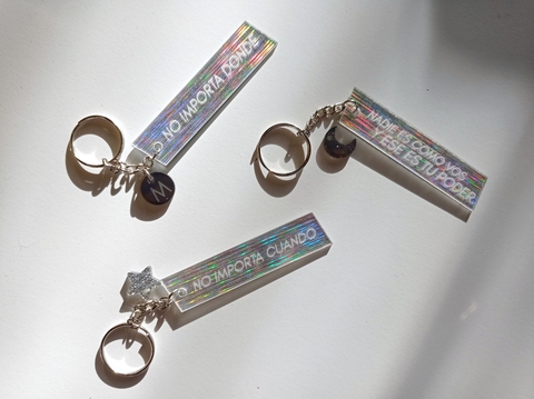 Llaveros Personalizados Acrílico Holográfico - 2 Dijes
