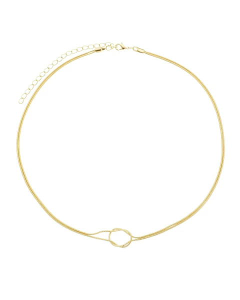 Choker com Nó Duplo - Dourado - Banho de Ouro 18K - comprar online