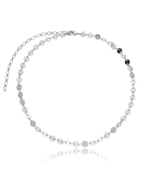 Choker Medalhas Lisas - Prateado - Banho de Ródio - comprar online