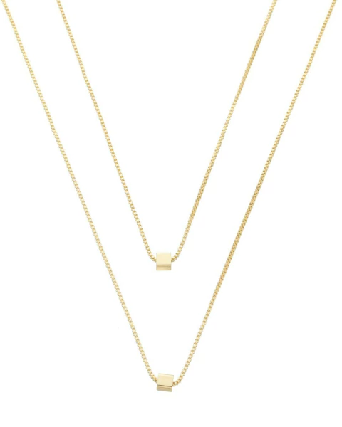 Colar Duplo Cubos - Dourado - Banho de Ouro 18K - comprar online