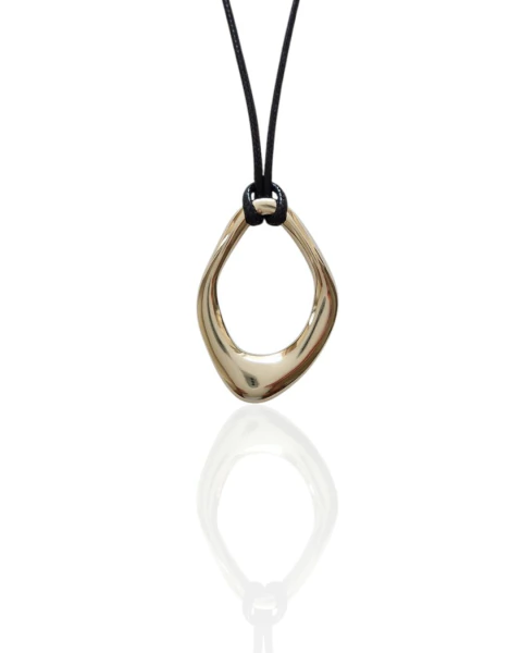 Colar Organic - Prateado - Couro Preto - comprar online