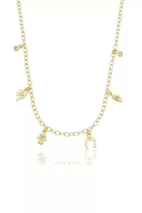 Choker Amuletos - Dourado - Banho de Ouro 18K - comprar online