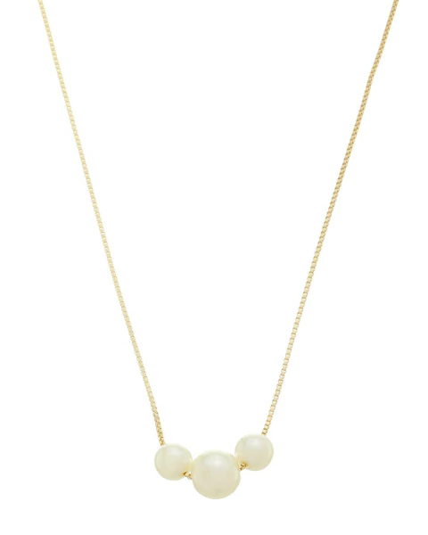 Colar Três Pérolas - Dourado - Banho de Ouro 18K - comprar online