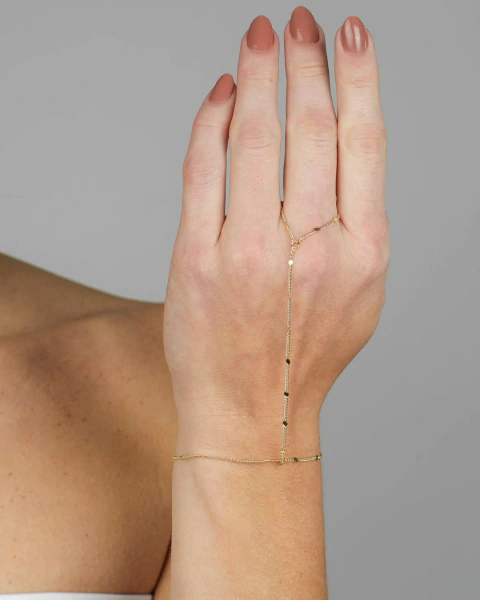 Hand Chain Bolinhas Amassadas - Dourado - Banho de Ouro 18K - comprar online