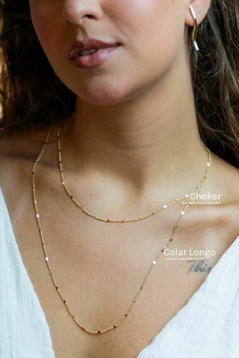 Choker de Bolinhas Amassadas - Dourado - Banho de Ouro 18K